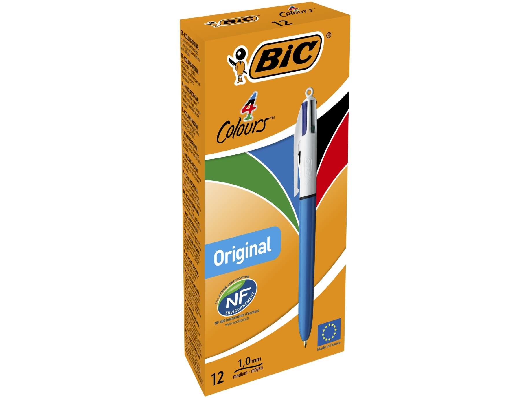 BIC 4 Colours Grip - 4-farvet kuglepen - sort, rød, blå, grøn - 1 mm - medium - tilbagetrækkelig - 1stk