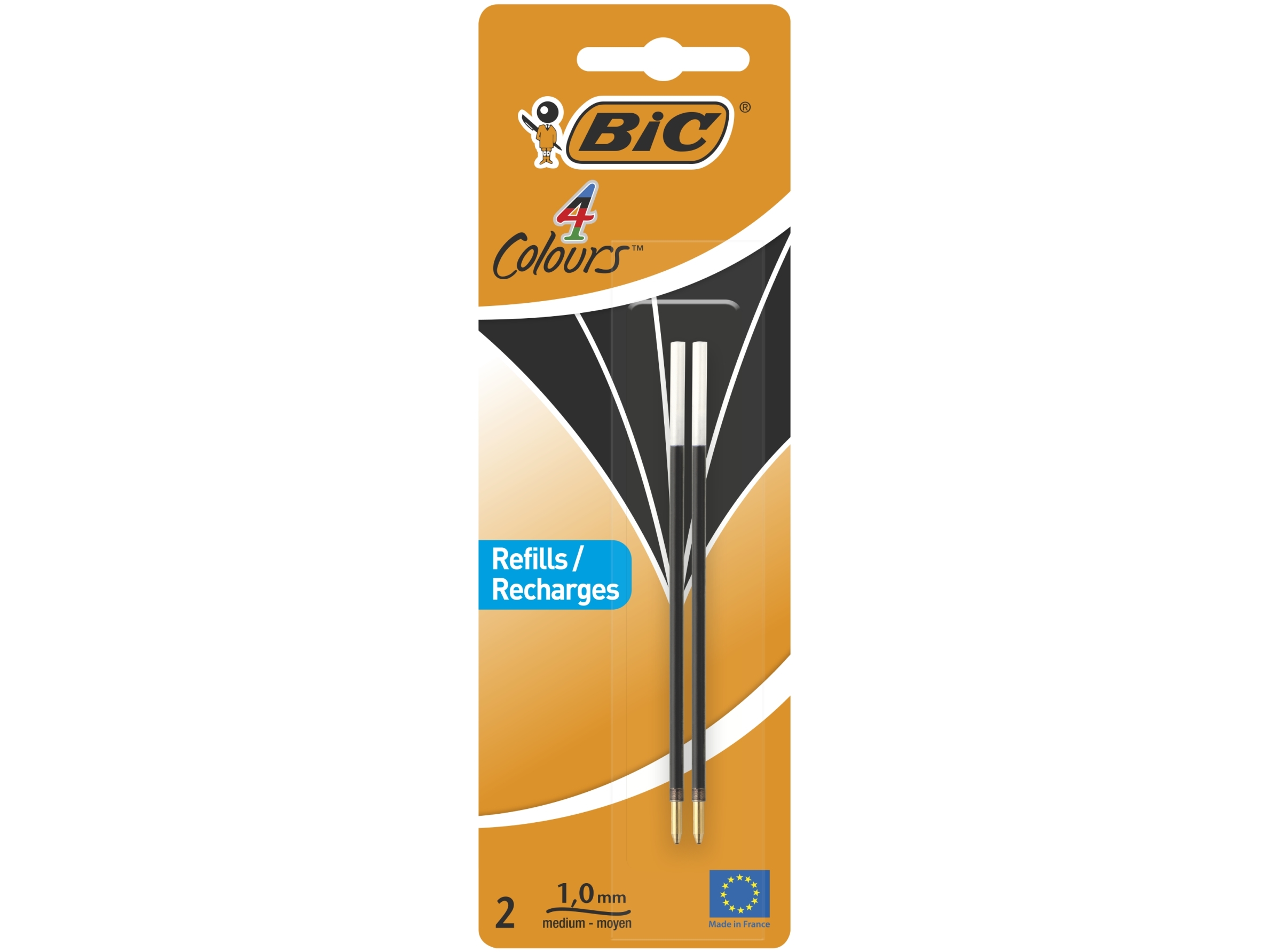 Refill Til Kuglepen Bic, Til Bic 4-Farver Eller Skrankepen, Sort, Pakke A 2 Stk.