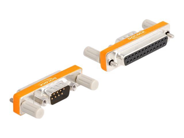 Delock - Seriel Adapter - Db-9 (Han) Med Nødder Til Db-25 (Hun) Kan Skrues - Sølv/Orange