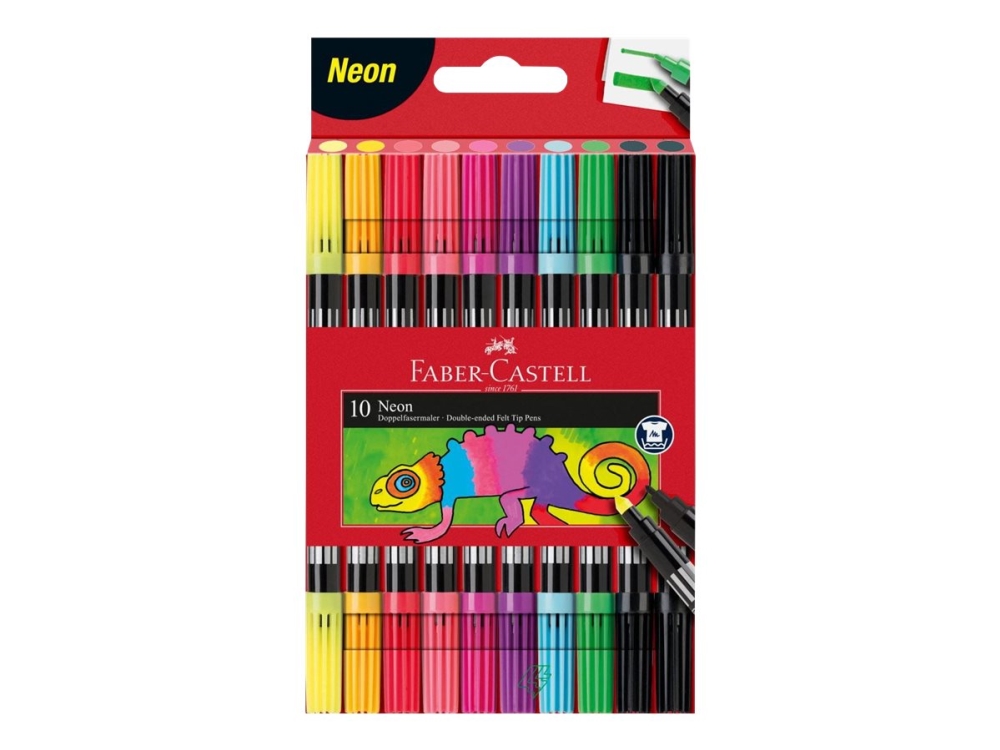 Faber-Castell Neon - Doppelspitzenmarker - Tinte Auf Wasserbasis - Breit / Fein (10Er-Pack)