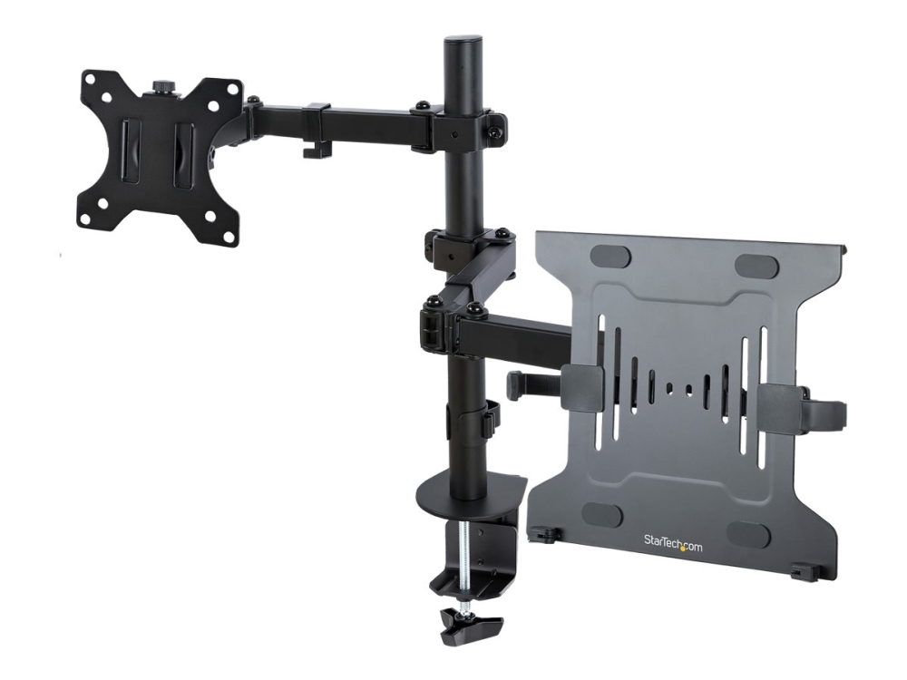Startech.Com Monitorarm Mit Vesa Laptop Ablage, Für Notebook (4,5Kg) & Bildschirm Bis 32" (8Kg), Schwarz, Verstellbarer Laptop Arm, C-Klemme/Durchfüh