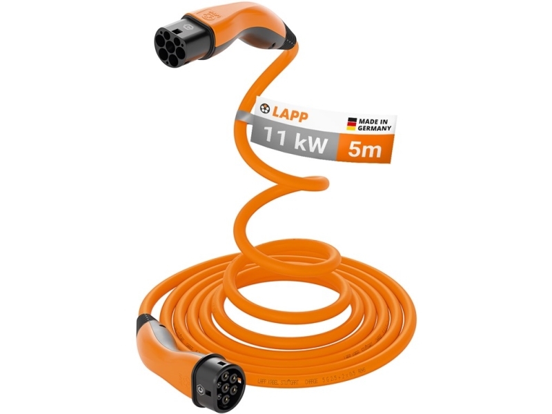 Helix Typ 2 Ladekabel Bis 11 Kw 5 M Schwarz 20A 3-Phasig Zum Laden Von Hybrid- Und Elektroautos Mit Typ 2 Stecker