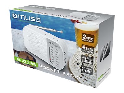 Muse M-025 Rw, Bærbar, Analog, Fm,Mw, 88 - 108 Mhz, Hvid, Dreje