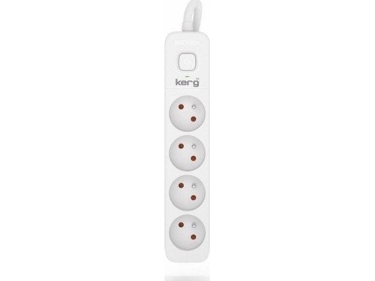Kerg M02398 Forlængerkabel Med Afbryder 4 Stikkontakter-Hvid-Grå-10M-16A-H05vvv-F-3X1,5 Mm2 M02398