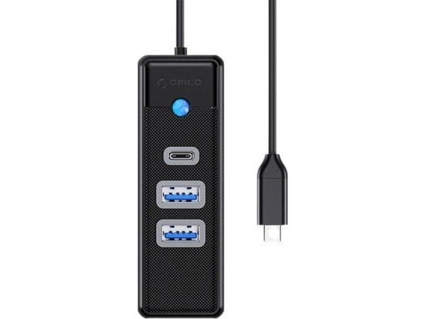 Adapter Hub Usb-C Auf 2X Usb 3.0 + Usb-C Orico, 5 Gbps, 0,15M (Schwarz)
