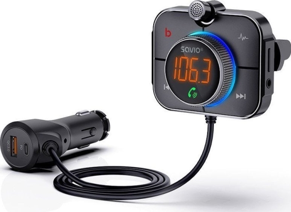 Savio Tr-14 Transmiter Fm Z Bluetooth I Ladowarka Pd, Analog & Digital, Fm, 87,6 - 107,9 Mhz, Bluetooth/Usb, Microsd (Transflash), Zigarettenanzünder