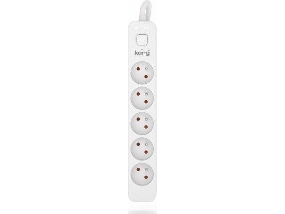 Kerg forlængerledning med afbryder 5 stik hvid/grå 5 m 16A H05VV-F 3x1,5 mm²