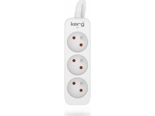 Kerg M02388 Verlängerungskabel Ohne Unterbrecher-3 Steckdosen-Weiss-Grau-3.0M-16A-H05vv-F-3X1.5Mm2 M02388