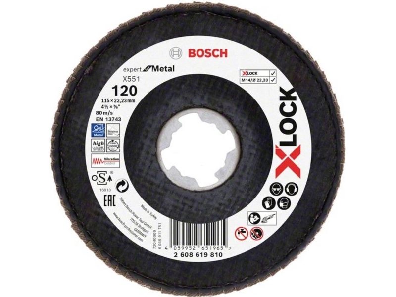 Bosch Accessories 2608619810 X551 Lamelslibeskive Diameter 115 Mm Borings-Diameter 22.23 Mm Kornstørrelse 120 1 Stk