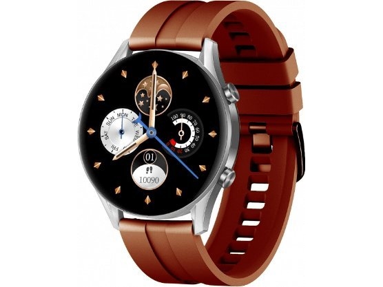 Smartwatch Oro-Med Gold Smart Fit 8 Pro, Silbernes Gehäuse Mit Braunem Armband