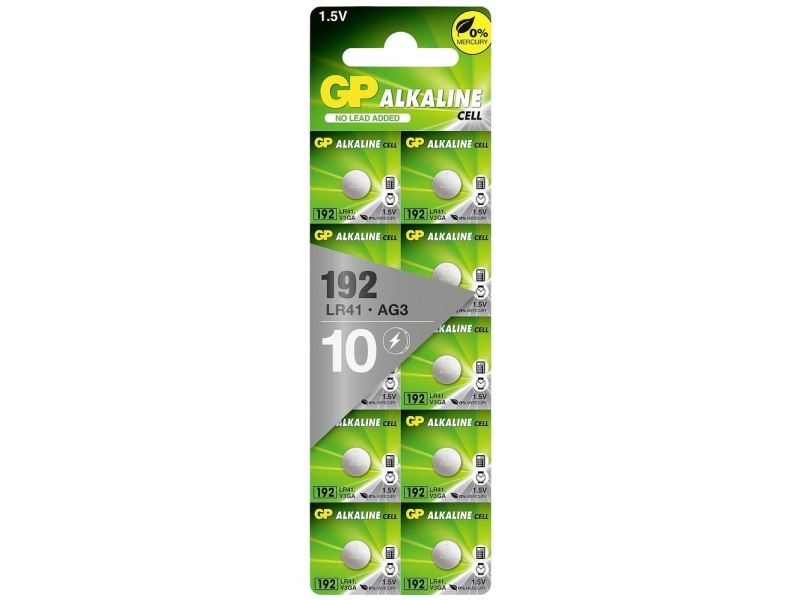 GP Knapcellebatteri LR 41 1.5 V 10 stk Alkali-mangan GP192ASTD533C10
