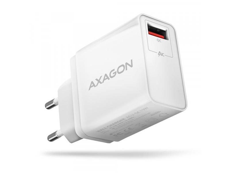 Axagon Acu-Qc19w Oplader, 1X Qc3.0/Afc/Fcp/Smart, 19 W - Hvid