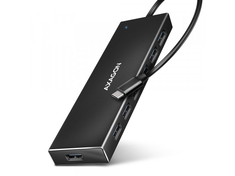 Axagon Hue-F7a 7X Usb 3.2 Gen 1 Aluminium Flach-Hub, 30 Cm Usb-C-Kabel