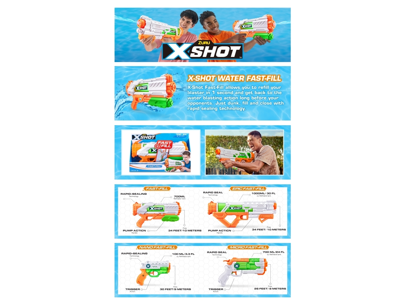 XShot Fast Fill vandpistol Soaker, 56138
