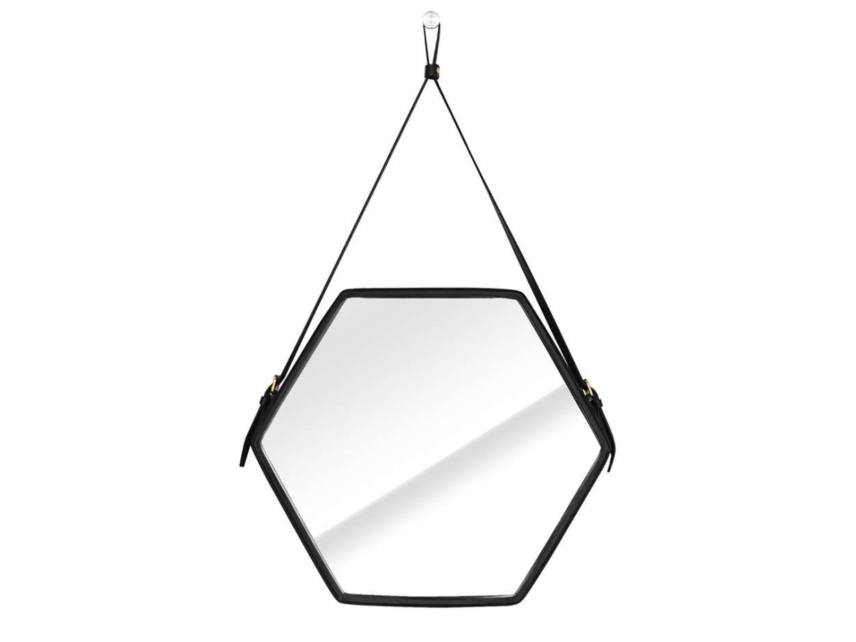 HOMEDE Mirror 39,2 x 34,3 x 3 cm, Black, HEKSAGON, Cork [MIRROR/HOM/EBI/BLACK/39,2X34,3X3]