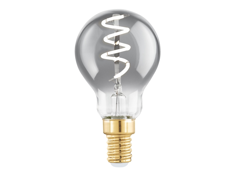 EGLO E14 LED P45 røgfarvet krone dekorationspære med spiral og varmt hvidt lys