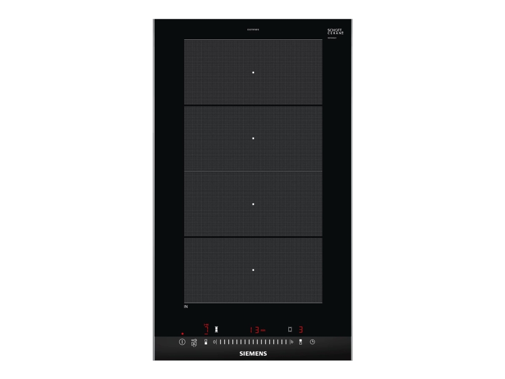 Siemens iQ700 EX375FXB1E - Induktionshäll - 2 kokplattor - Fördjupning - bredd: 27 cm - djup: 49 cm - med sidokanter i rostfritt stål, - med fasetterad framkant - borstad aluminium/svart | Vitvaror - Spishäll | GameStuff