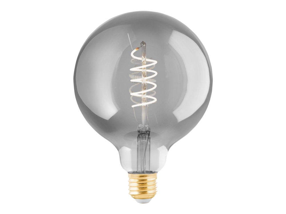 EGLO E27 LED G125 røgfarvet globe dekorationspære med spiral og varmt hvidt lys
