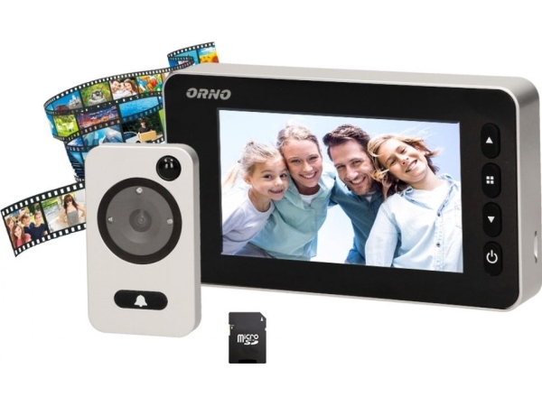 Orno Elektronischer Türspion 4,7" Mit Aufzeichnungsfunktion Auf Micro Sd, Bewegungssensor Und Menü, 9 Sprachen, Batteriebetrieben