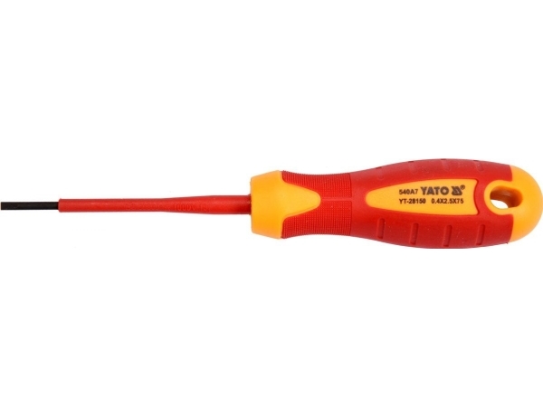 Yato Insulated Flathead Screwdriver 2.5* 75Mm 28150