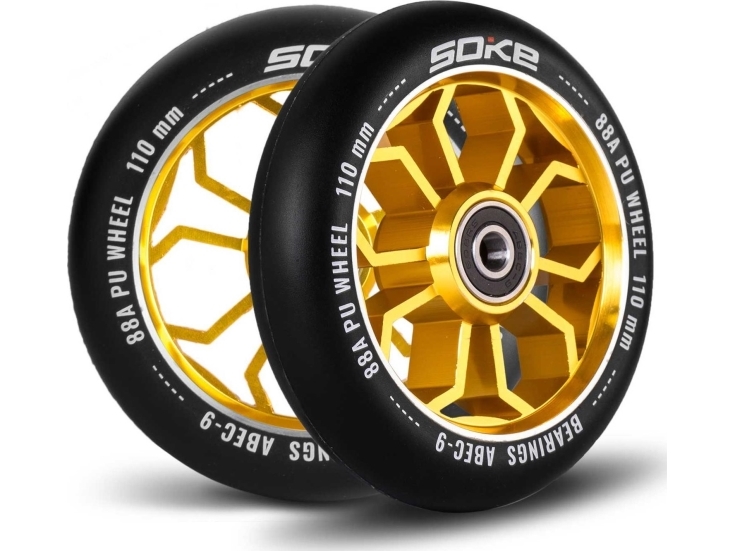Soke scooterhjul 110 mm guld 2 st. | Utomhusleksaker - Gå / Löpande fordon - Löphjul | GameStuff