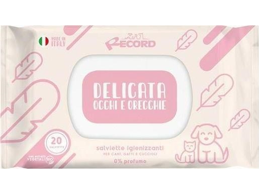 Record Italy Record Øjen- og øreservietter 20 stk Antibakterielle til hunde, katte og hvalpe