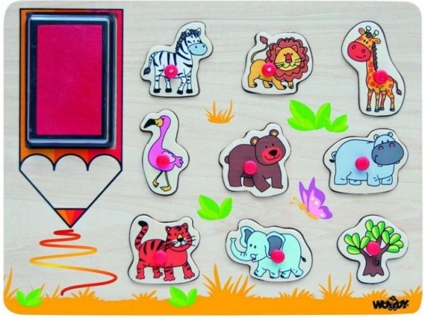 Woodyland Stempel Und Puzzles 2 In 1 Safari