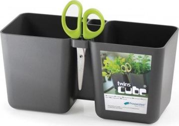 Prosperplast örtkruka Twins Cube Grafit Prosperplast | Sällskapsdjur - Trädgårdsdamm - Tillbehör | GameStuff