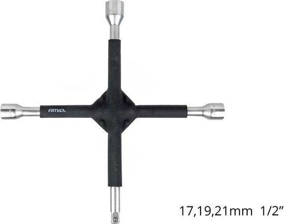 Kryžminis Ratų Raktas 17–19–21 Mm, 1/2", Gumuotas, Amio-02402
