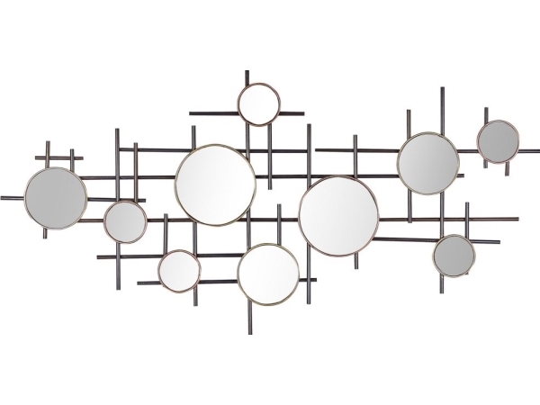 Shumee metal 10-dels vægspejl 113 x 55 cm sort og guld IBOS