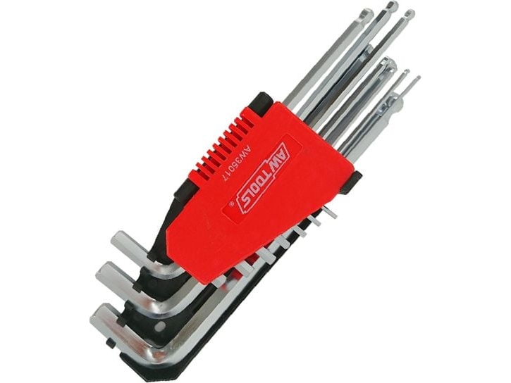 Awtools Inbusschlüssel Hex 2,0-12,0 Mm, 10 Stk., Kugel Lang Black Line