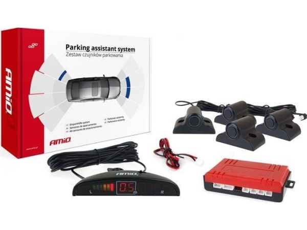 Parkavimo Pagalbos Sistema Led, 4 Juodi Jutikliai 19 Mm, Sunkvežimiams Amio-02279