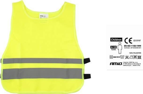 AMiO varselväst för barn gul SVK-03 med certifikat | Bilvård & Biltillbehör - Säkerhetsutrustning för Bilen - Olyckshjälp | GameStuff