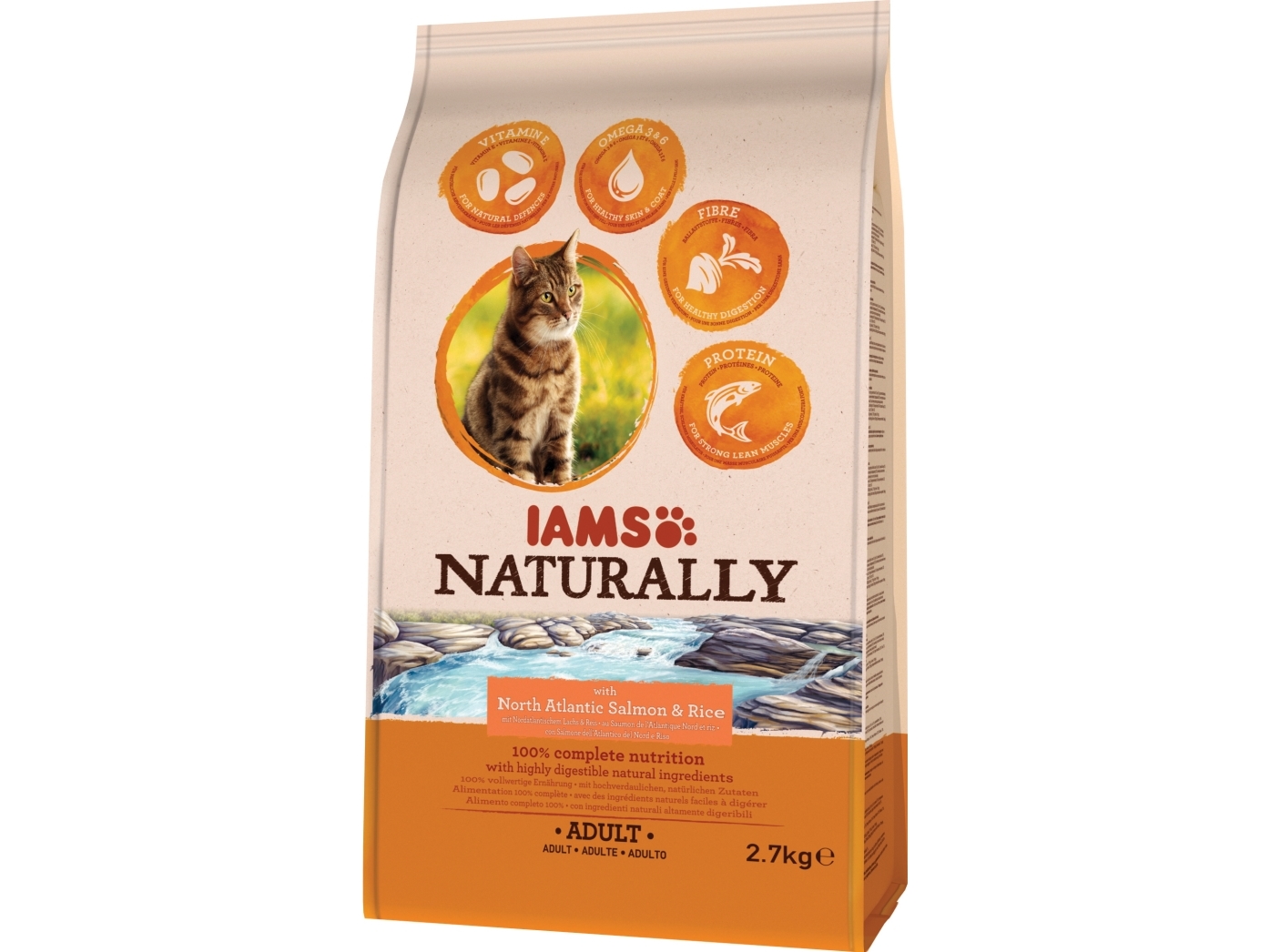 Iams Cat Naturally Adult Salmon 2,7 kg | Sällskapsdjur - Katt - - Torr kattmat | GameStuff