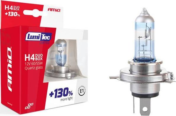 Amio Halogenpærer H4 12V 60/55W Lumitec Limited +130% Duo Box