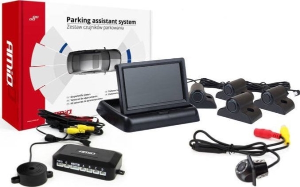 Amio Parkavimo Pagalbos Sistema Tft02 4,3" Su Hd-305-Led Kamera, 4 Juodi Jutikliai, Sunkvežimiams