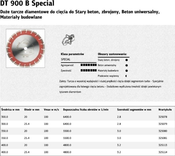 KLINGSPOR segmenteret diamant-skæreskive 350x3,0x25,4 mm DT900B