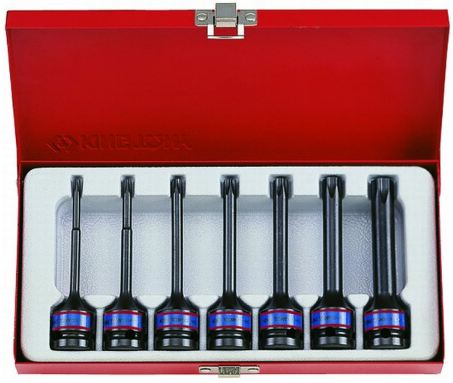 King Tony 1/2" Steckschlüsselsatz Für Schlagschrauber (Torx) 7-Tlg. Dl.Torx T25-T60, T25,T30,T40,T45,T50,T55,T60, Koffer