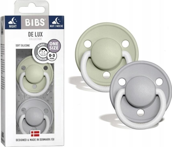 Bibs BIBS DE LUX ONE SIZE 2-PACK SAGE NIGHT &amp CLOUD NIGHT Silicone Soother | N - A | GameStuff