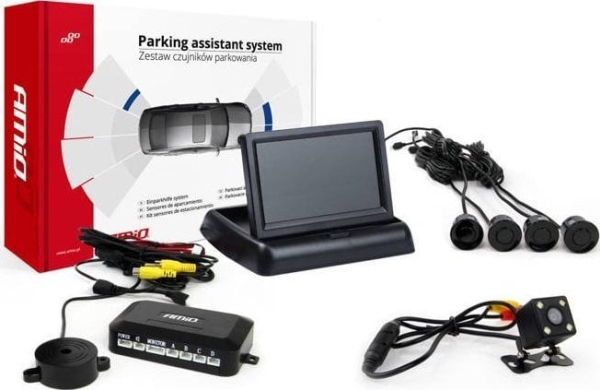 Amio Parkavimo Pagalbos Sistema Tft02 4,3" Su Hd-315-Led Kamera, 4 Juodi Jutikliai