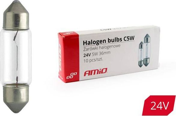 Amio C5w Festoon Halogenpærer 36Mm 24V 10Stk.