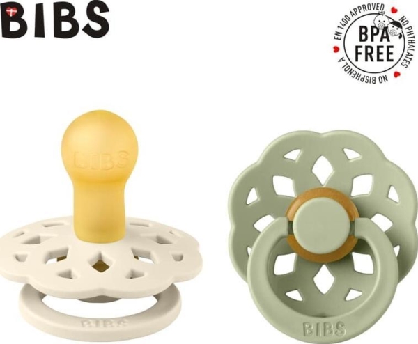 Hagesmække BIBS BOHEME 2-PAKKE IVORY &amp  SAGE M Hevea gummisut