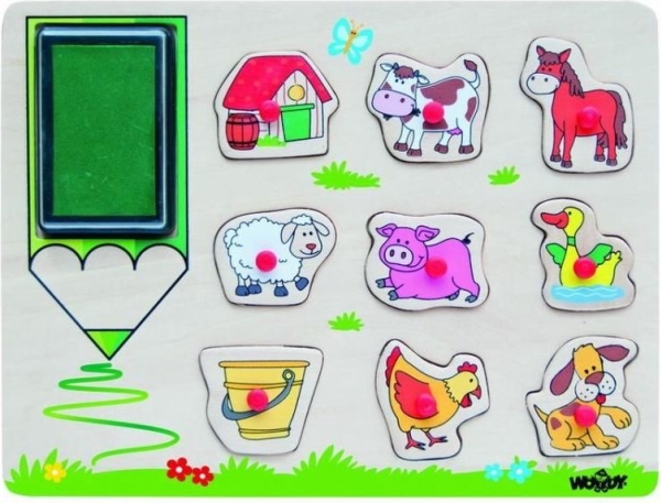 Woodyland Stempel Und Puzzles 2-In-1 Farm