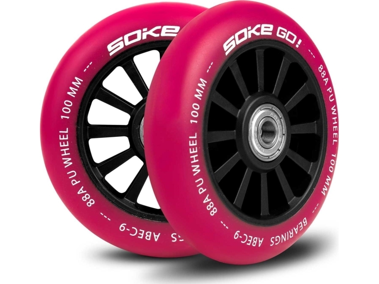 Soke scooterhjul 100 mm rubin 2 st. | Utomhusleksaker - Gå / Löpande fordon - Löphjul | GameStuff