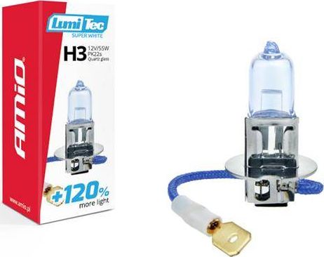 AMiO halogenpære H3 12V 55W LumiTec SuperWhite +120%