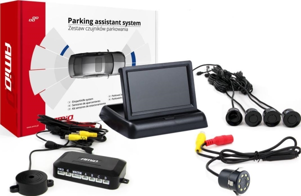 Amio Parkavimo Pagalbos Sistema Tft02 4,3" Su Hd-308-Led Kamera, 4 Juodi Jutikliai