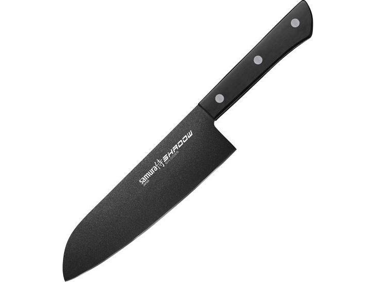 Samura Shadow Universal Santoku Knife With Juodas Non-Stick Coating 7.0"/175Mm From Aus 8 Japanese Steel 59 Hrc