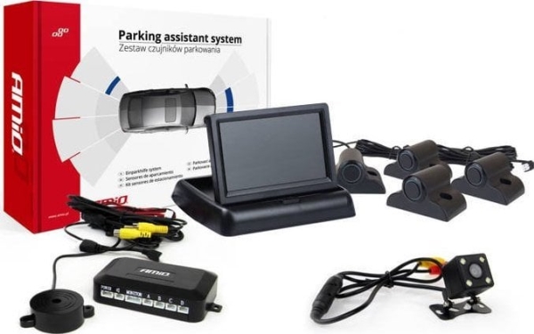 Amio Parkavimo Pagalbos Sistema Tft02 4,3" Su Hd-315-Led Kamera, 4 Juodi Jutikliai, Sunkvežimiams