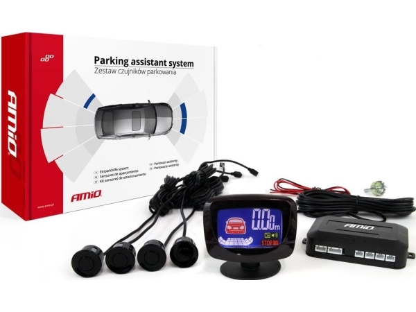 Parkavimo pagalbos sistema LED-GRAF, 4 juodi jutikliai 22 mm AMIO-01562