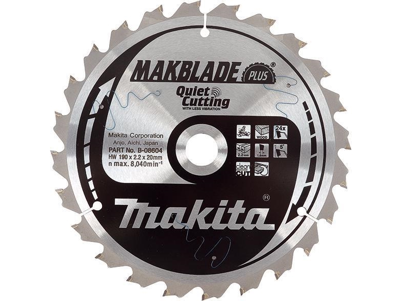 Makita T.C.T. Pjūklas Makblade Plus 260X2.3X30mm 5° T60 B-08698 T.C.T • 260 X30 Mm • T60 • 5° • Medienai